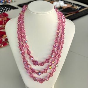 Vintage 1940’s Swarovski 3 Strand Crystal Necklace